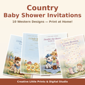 Country Baby Shower Invitations — 10 Western Designs (5×7, Print at Home)