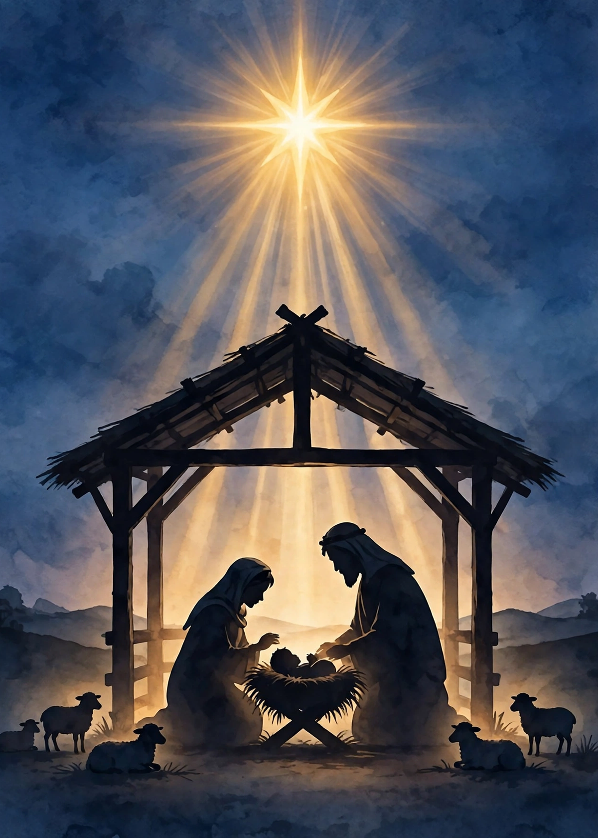 Printable Christmas Card — Nativity Star (5×7, Print at Home)