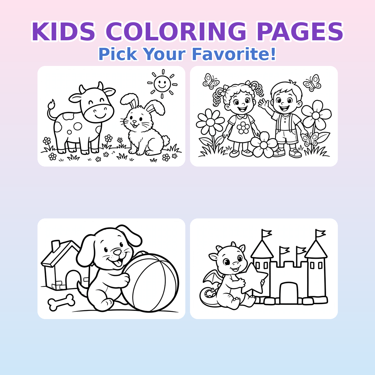 Kids Coloring Pages — Pick Your Favorite! (Ages 2–7)