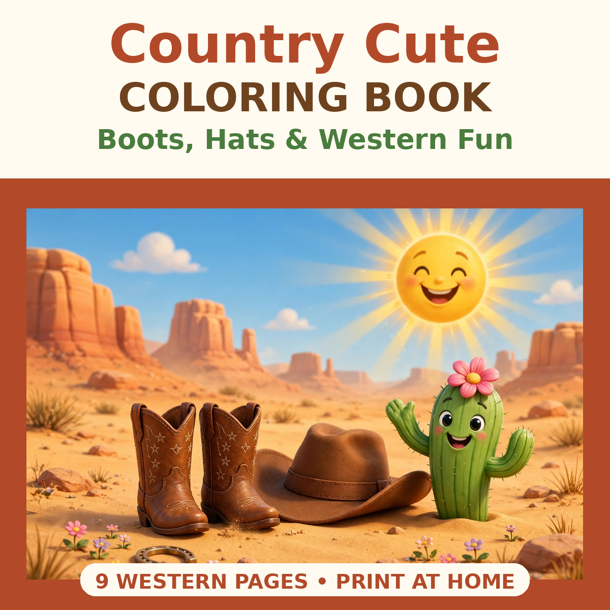 Country Cute Coloring Book — Boots, Hats & Western Fun (Ages 2–7)