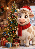 Printable Christmas Cow Card — Christmas Cow in a Santa Hat (5×7, Print at Home)