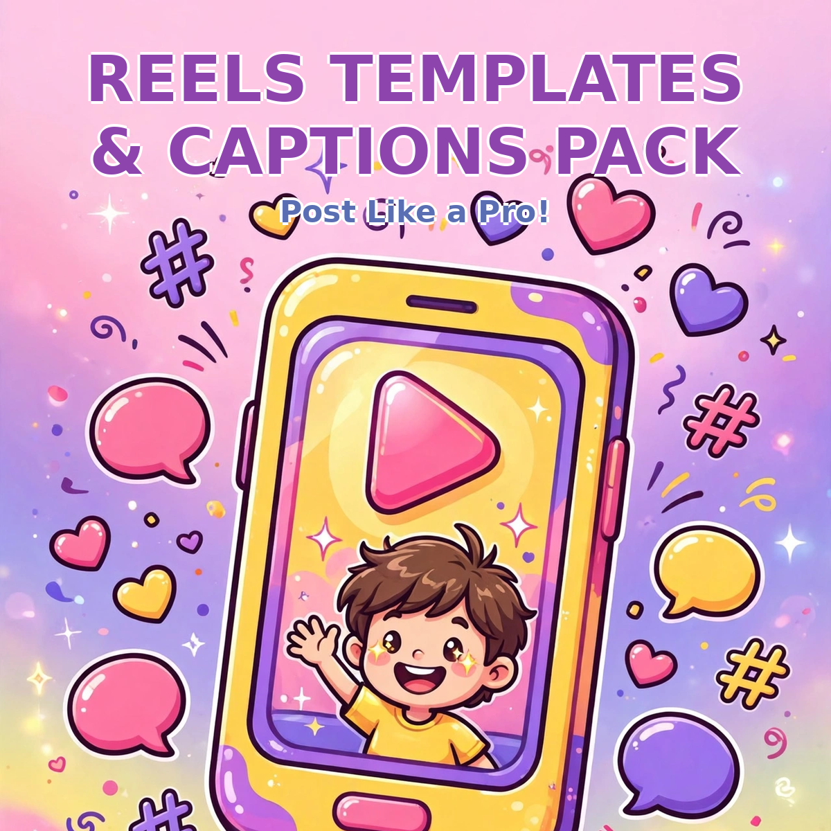 Kids Reels Templates + 20 Captions & Hashtag Sets