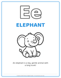 E Elephant Coloring Page — Single Printable Page