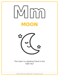 M Moon Coloring Page — Single Printable Page