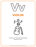 V Violin Coloring Page — Single Printable Page