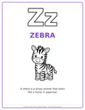 Z Zebra Coloring Page — Single Printable Page