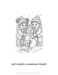 Let's Build a Snowman Friend! Coloring Page — Single Printable Page