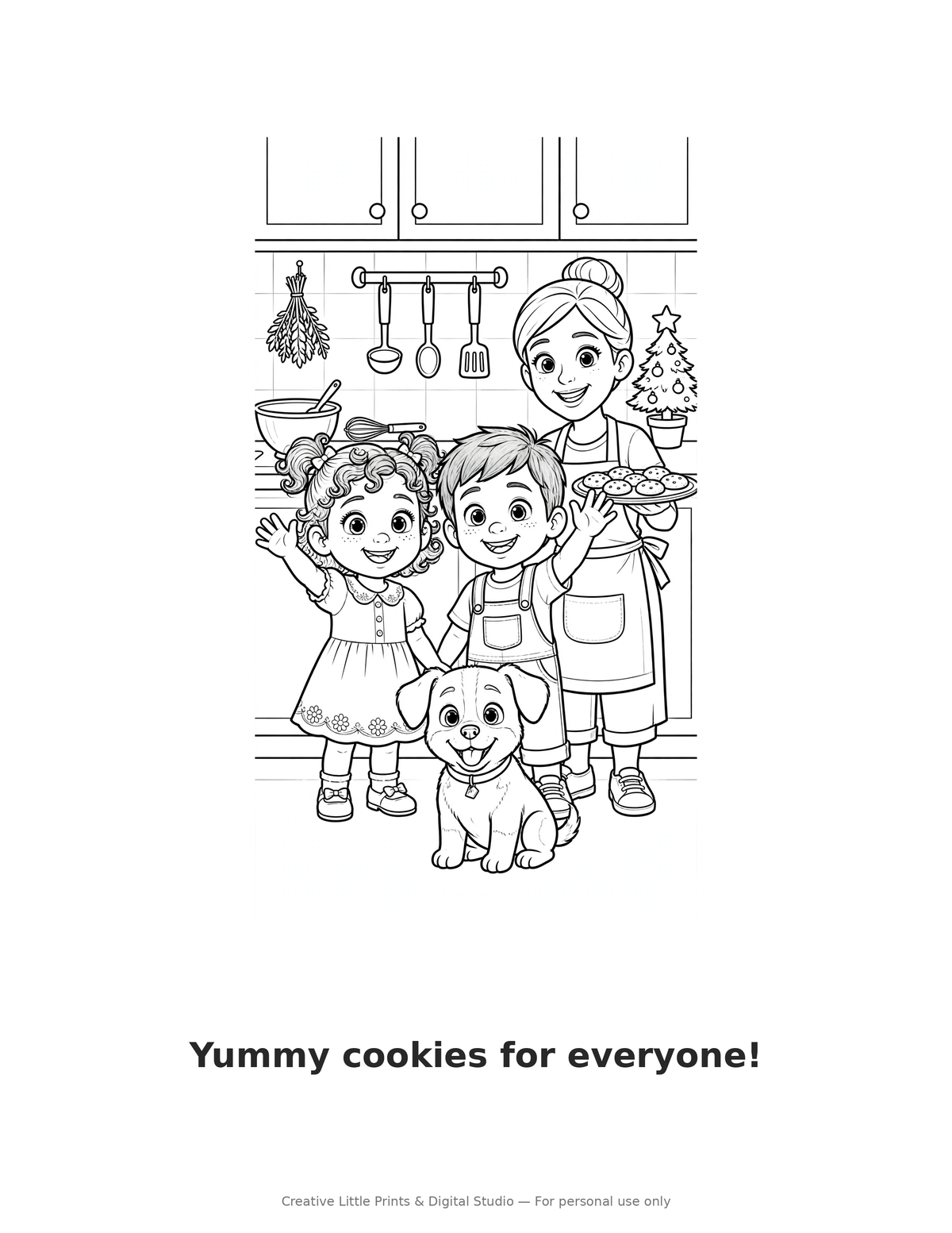 Yummy Cookies for Everyone! Coloring Page — Single Printable Page