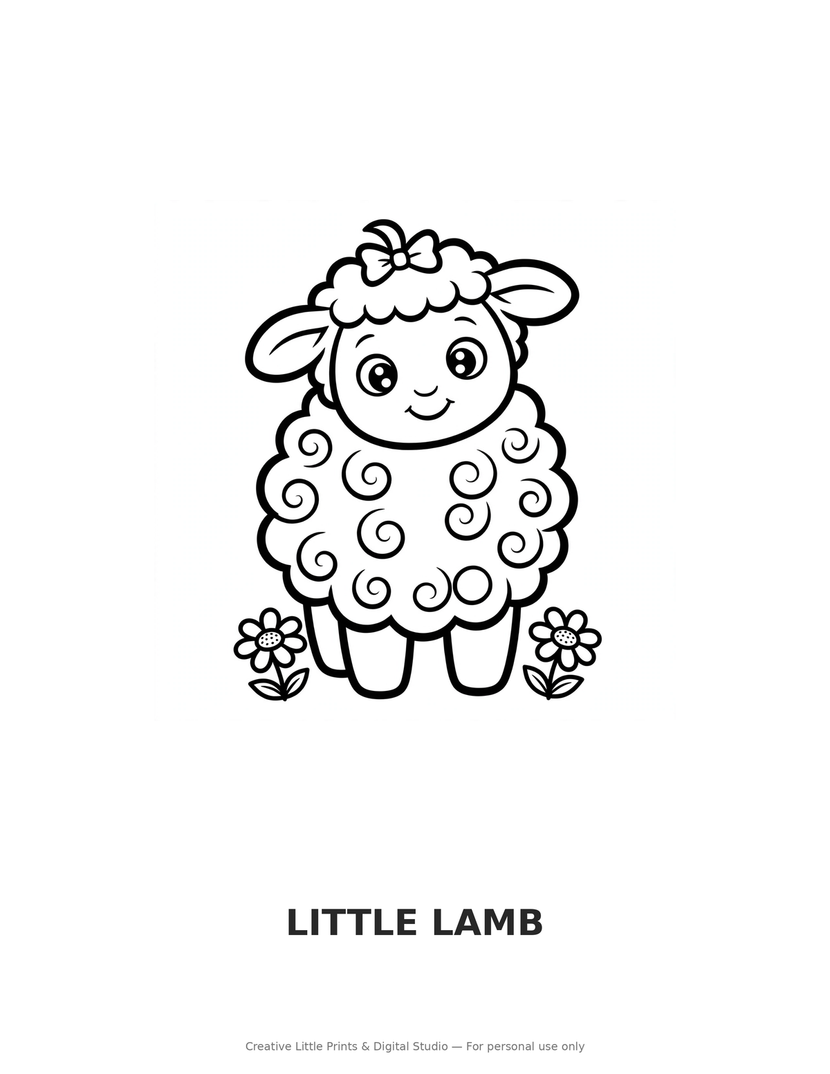 Little Lamb Coloring Page — Single Printable Page