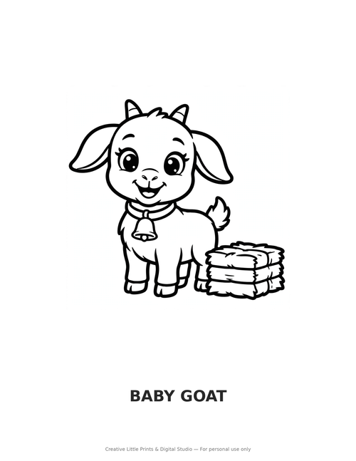 Baby Goat Coloring Page — Single Printable Page