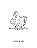Chick & Hen Coloring Page — Single Printable Page