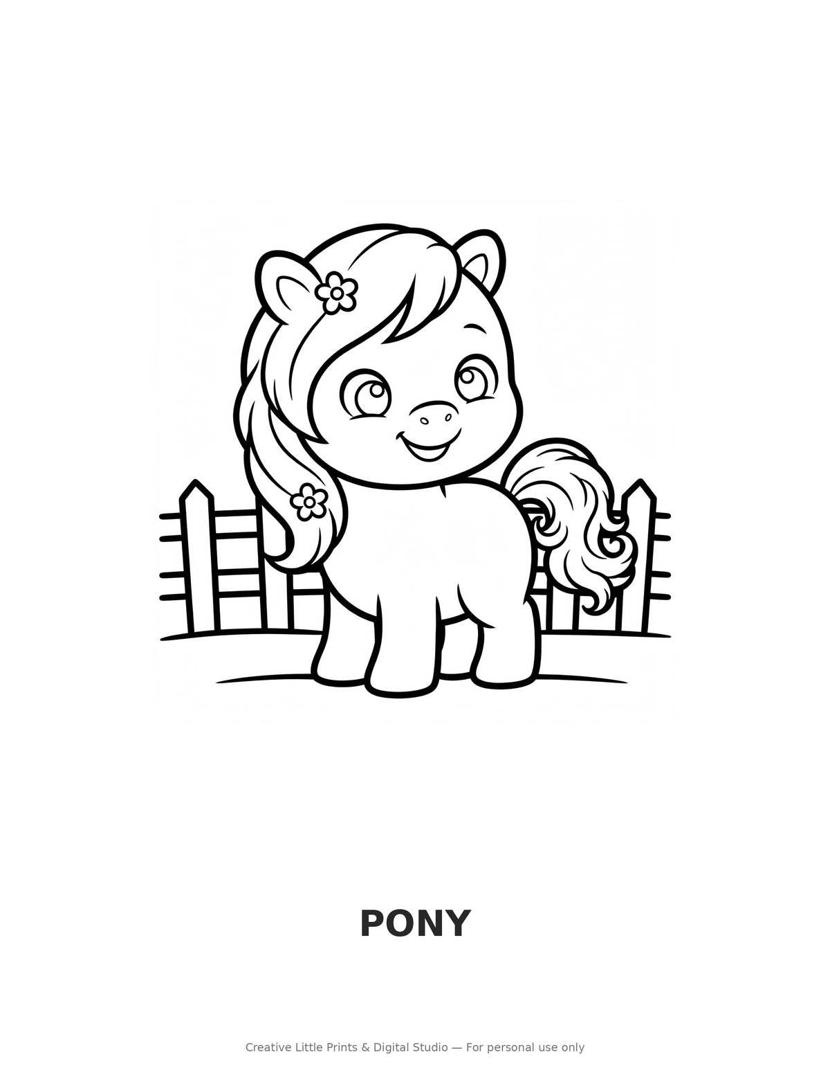 Pony Coloring Page — Single Printable Page