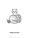 Farm Kitten Coloring Page — Single Printable Page