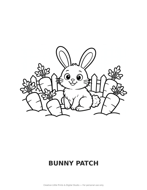 Bunny Patch Coloring Page — Single Printable Page