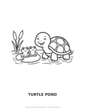Turtle Pond Coloring Page — Single Printable Page