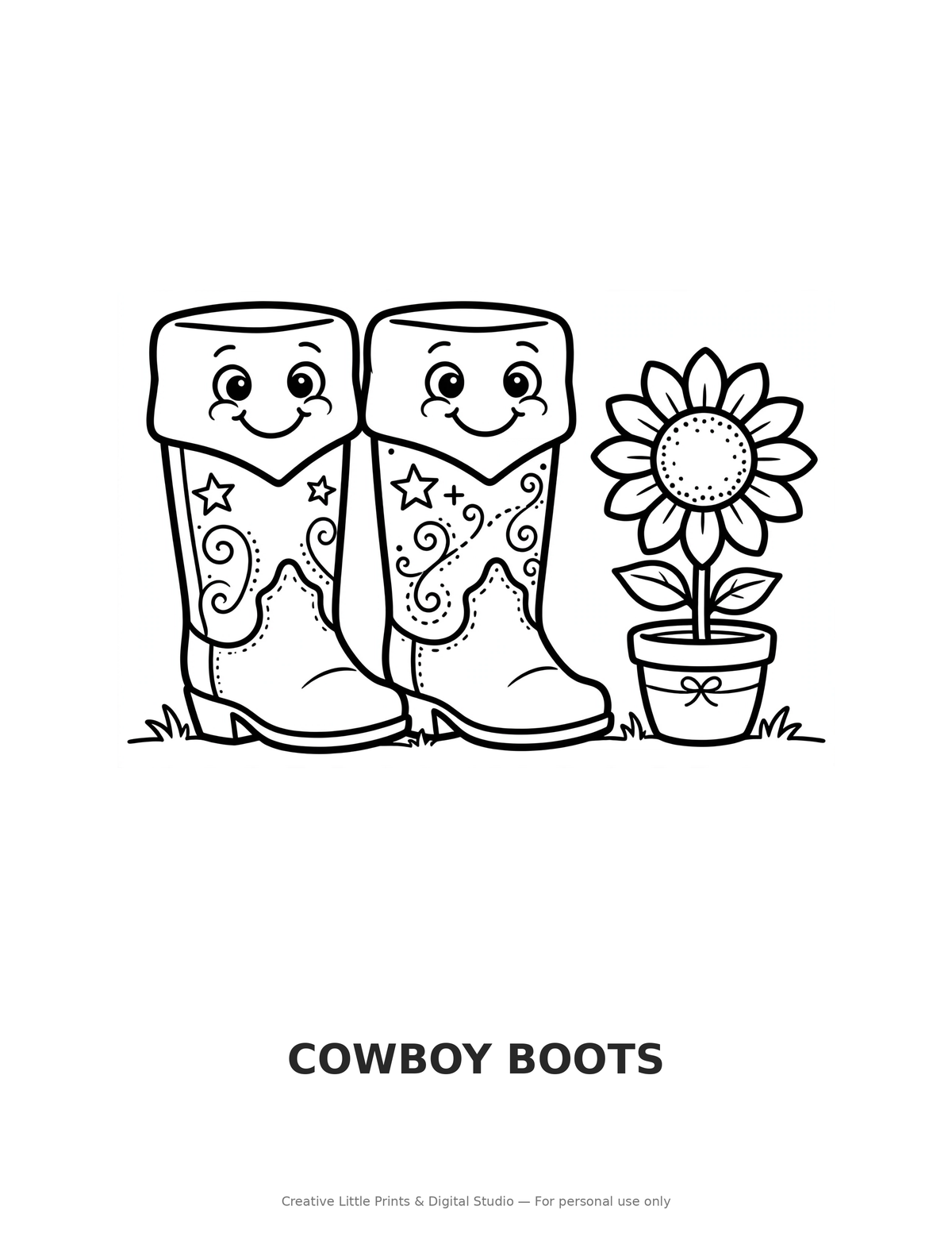 Cowboy Boots Coloring Page — Single Printable Page