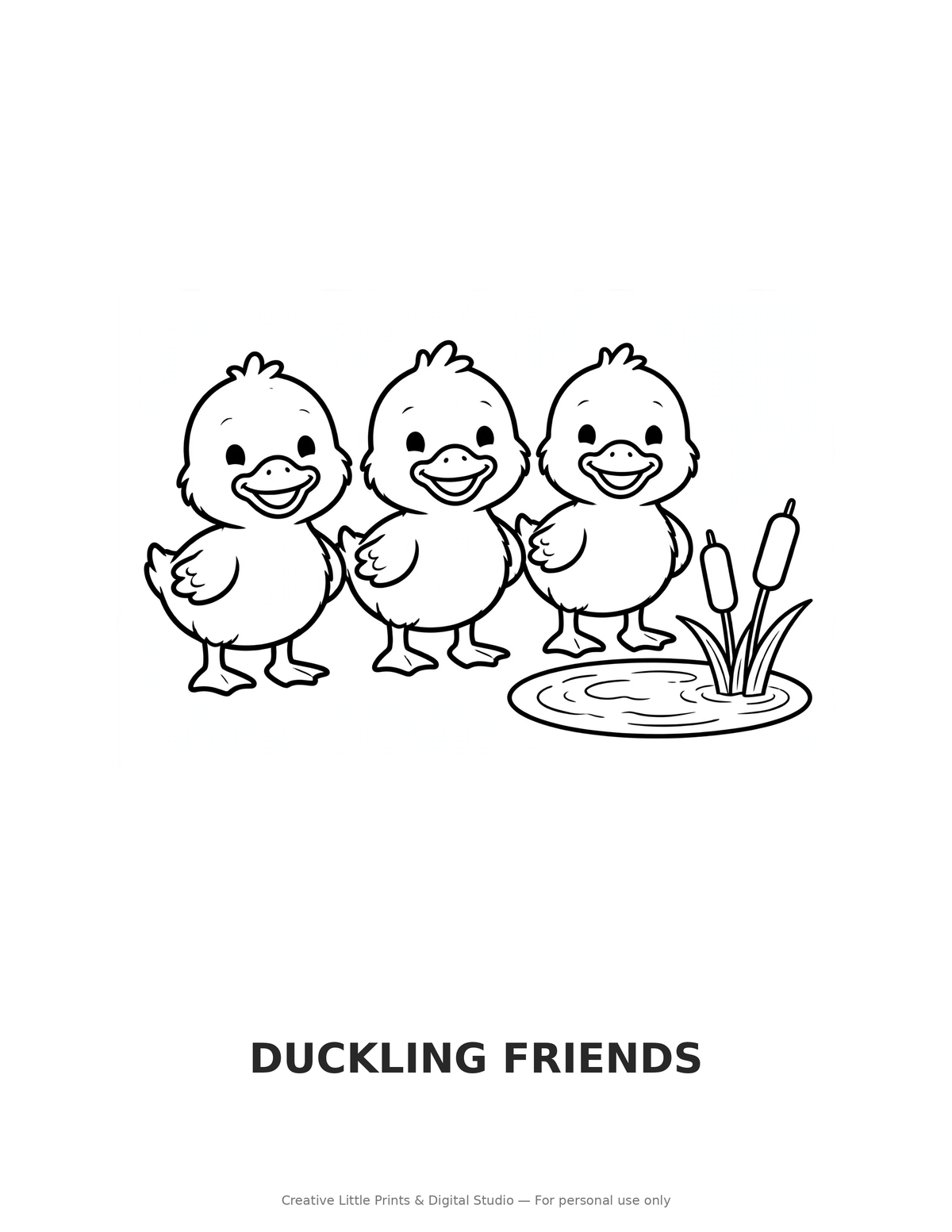 Duckling Friends Coloring Page — Single Printable Page