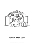 Howdy, Baby Cow! Coloring Page — Single Printable Page
