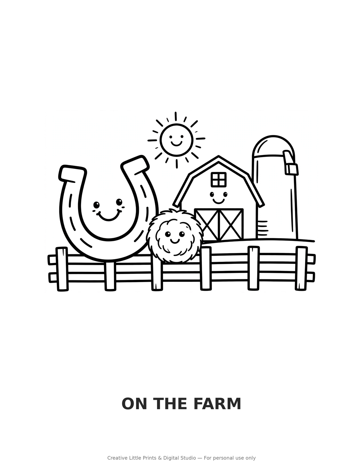 On the Farm Coloring Page — Single Printable Page