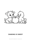 Sharing Is Sweet Coloring Page — Single Printable Page