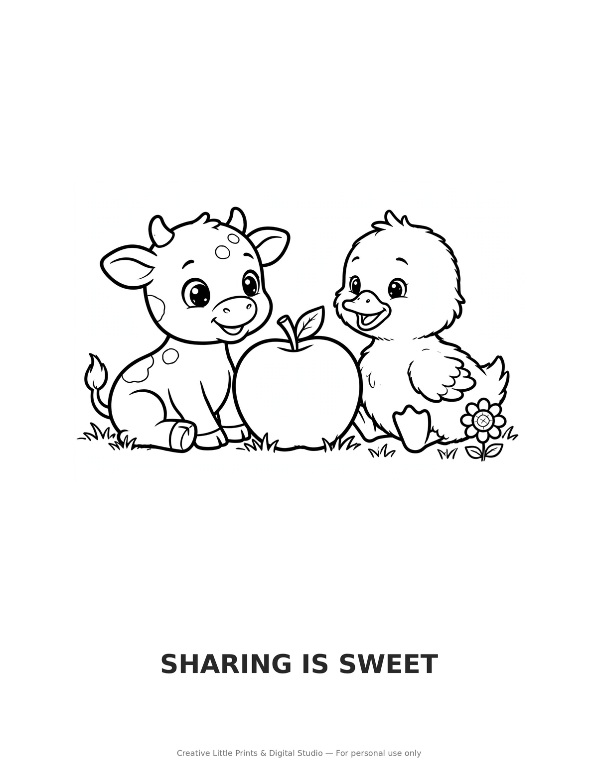 Sharing Is Sweet Coloring Page — Single Printable Page