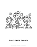 Sunflower Garden Coloring Page — Single Printable Page