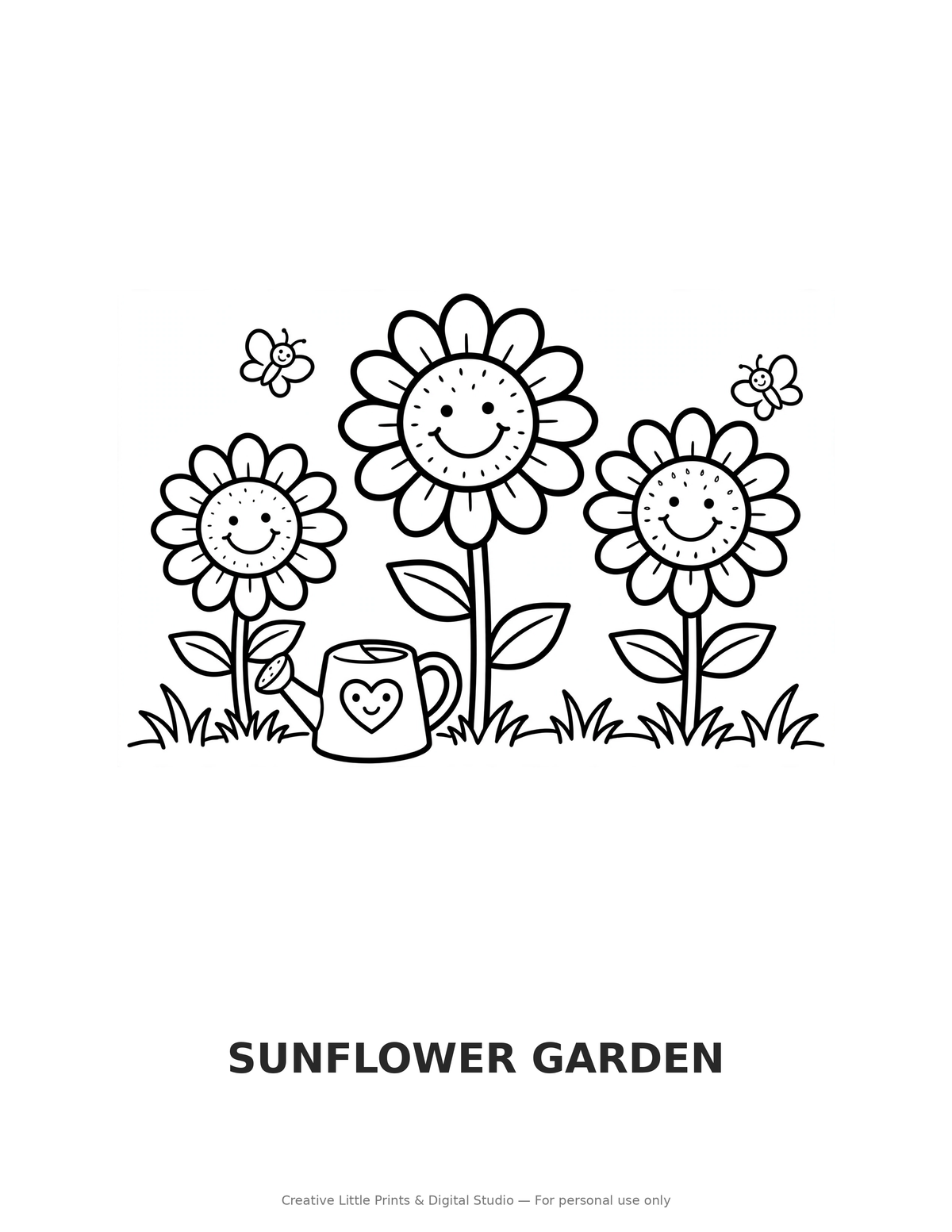 Sunflower Garden Coloring Page — Single Printable Page