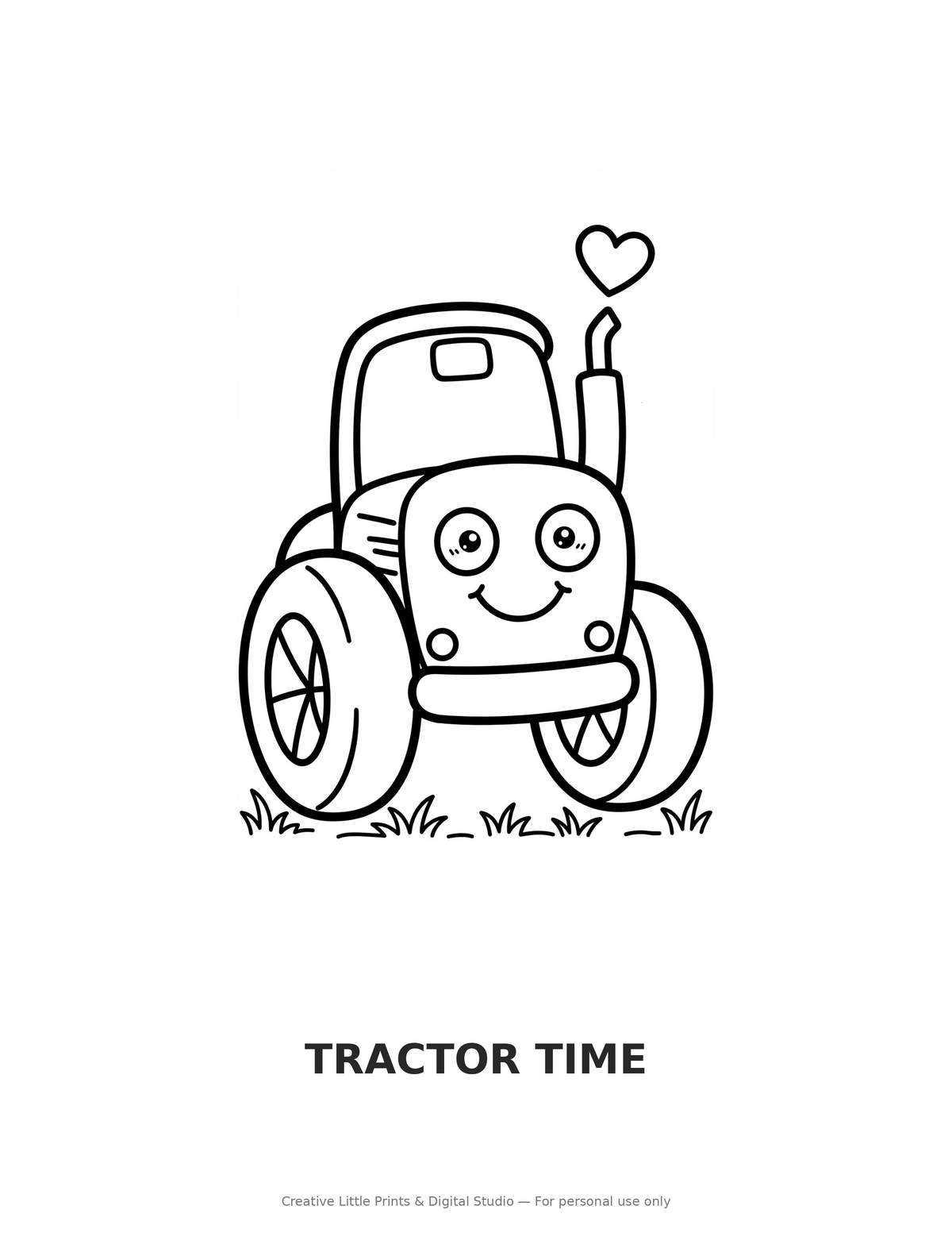 Tractor Time Coloring Page — Single Printable Page