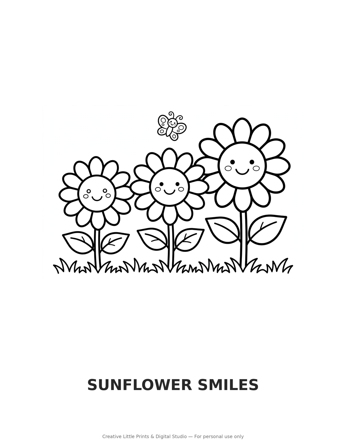 Sunflower Smiles Coloring Page — Single Printable Page