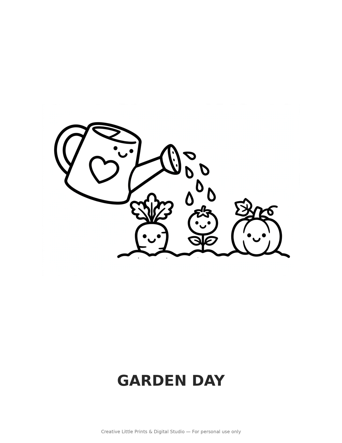 Garden Day Coloring Page — Single Printable Page
