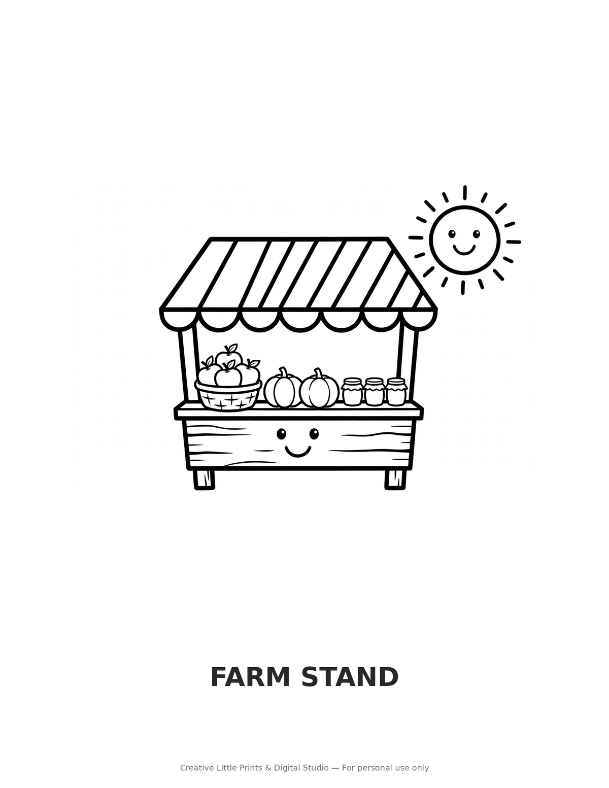Farm Stand Coloring Page — Single Printable Page