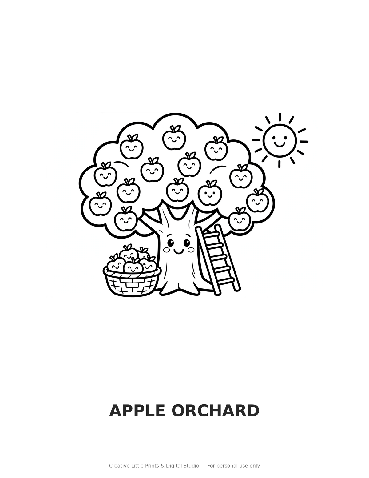 Apple Orchard Coloring Page — Single Printable Page