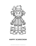 Happy Scarecrow Coloring Page — Single Printable Page