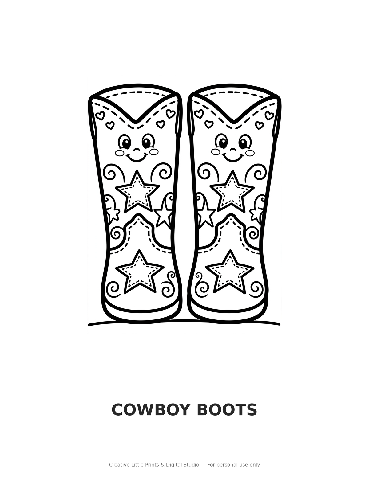 Cowboy Boots Coloring Page — Single Printable Page