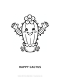 Happy Cactus Coloring Page — Single Printable Page