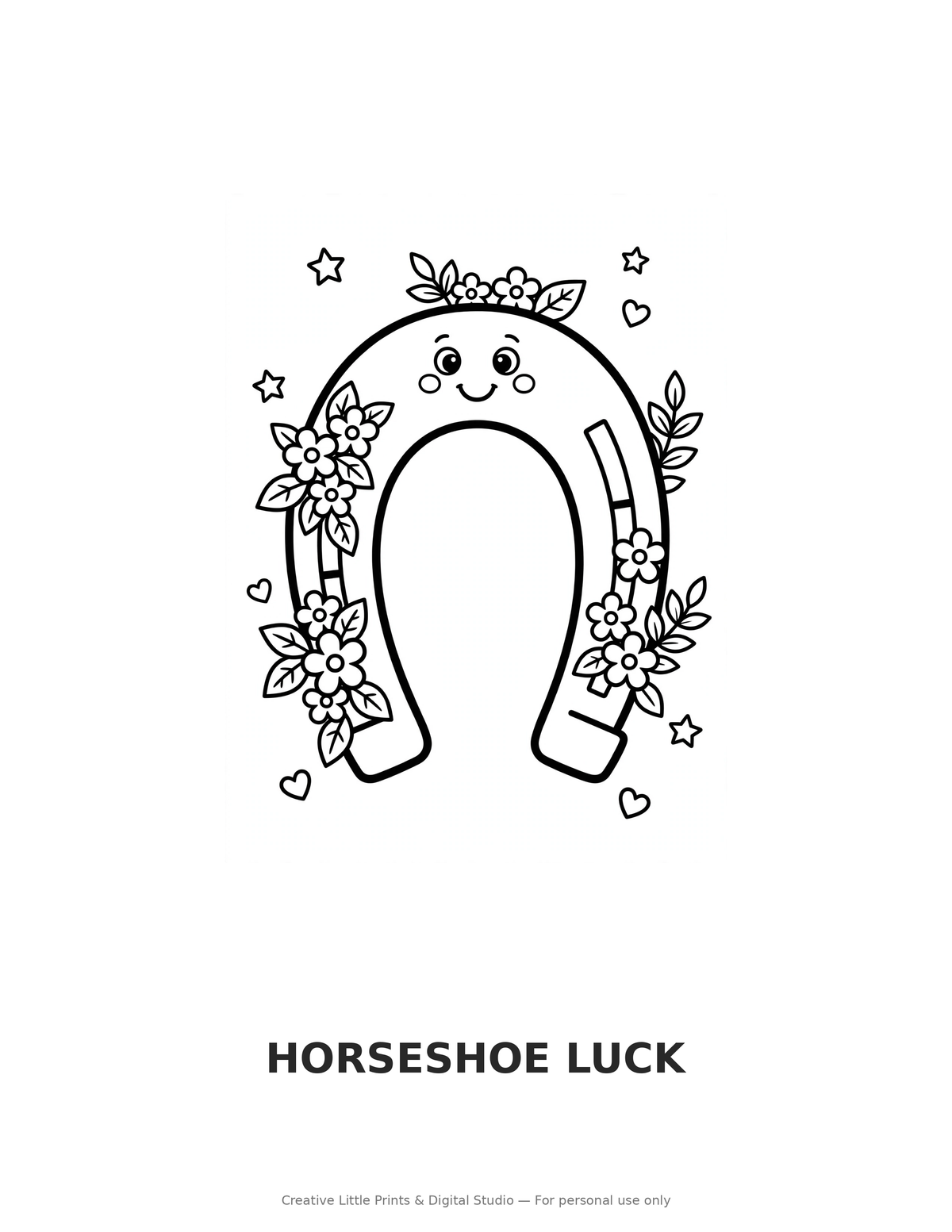 Horseshoe Luck Coloring Page — Single Printable Page