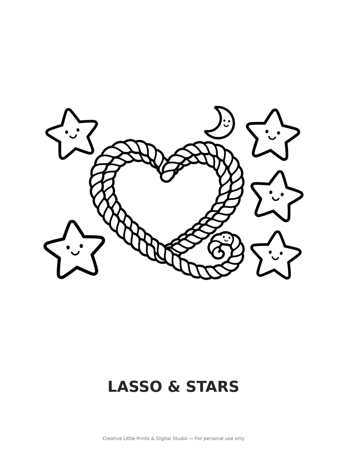Lasso & Stars Coloring Page — Single Printable Page