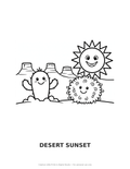 Desert Sunset Coloring Page — Single Printable Page