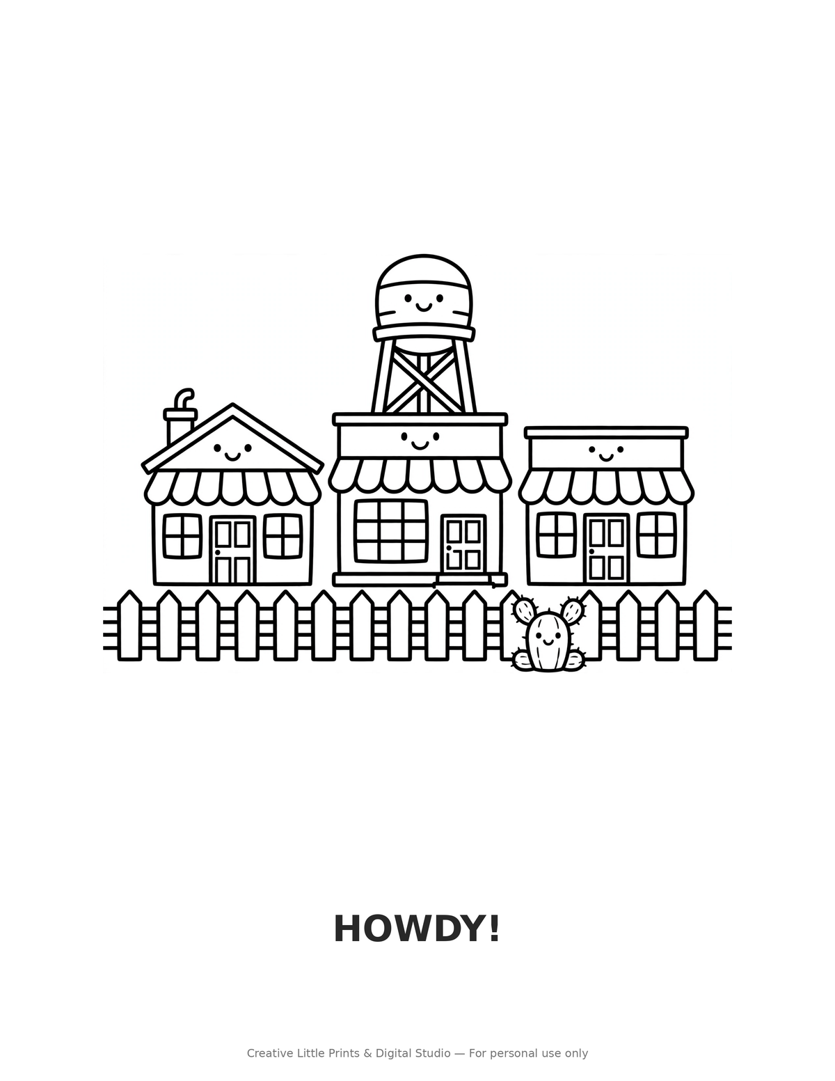 Howdy! Coloring Page — Single Printable Page