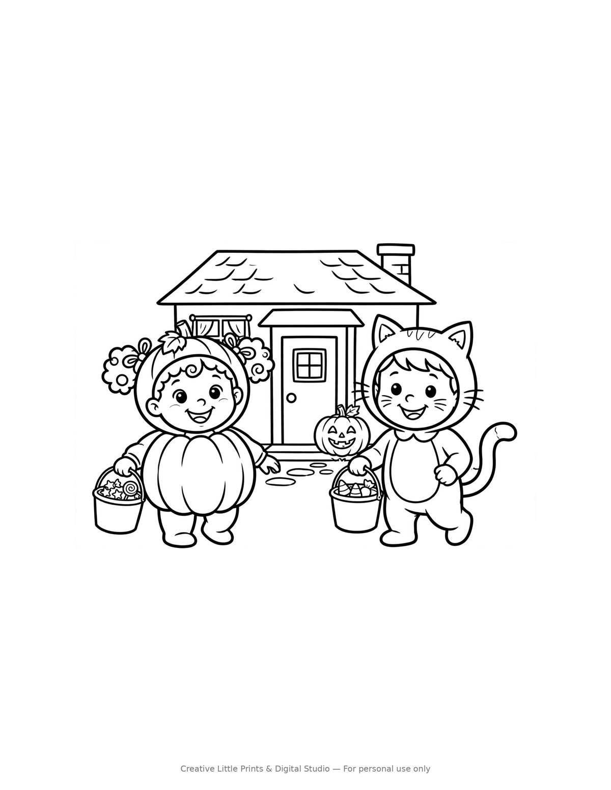 Trick or Treat Coloring Page — Single Printable Page