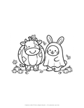 Cow & Bunny Costumes Coloring Page — Single Printable Page