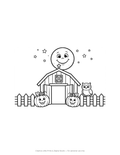 Barn & Moon Coloring Page — Single Printable Page