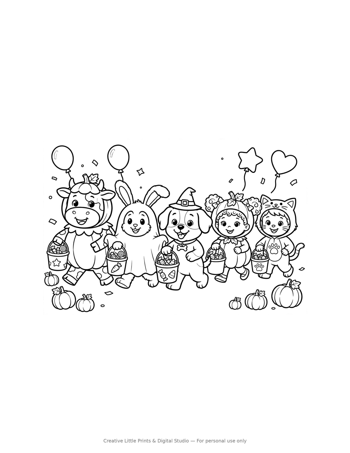 Costume Parade Coloring Page — Single Printable Page